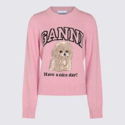 GANNI GANNI PINK WOOL KNITWEAR