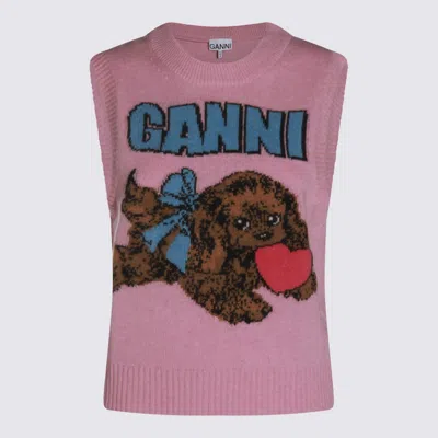 Ganni Pink Wool Knitwear