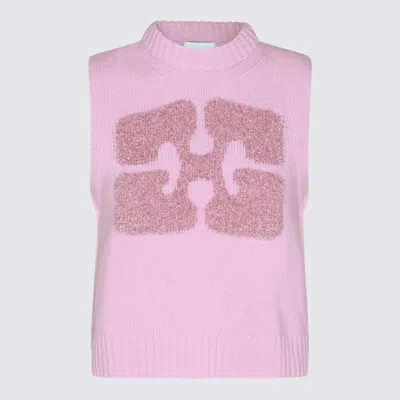 Ganni Pink Wool Knitwear
