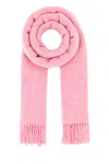 Ganni Soft Wool Scarf Fringed Edges In Pink