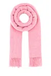 Ganni Soft Wool Scarf Fringed Edges In Pink