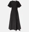 Ganni Pinstripe Asymmetric Midi Dress In Black