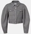 Ganni Pinstripe Cropped Jacket In Animal Print