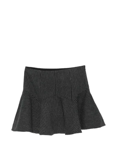 Ganni Pinstripe Mini Skirt In Black