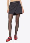 Ganni Pinstripe Mini Wrap Skirt In Gray