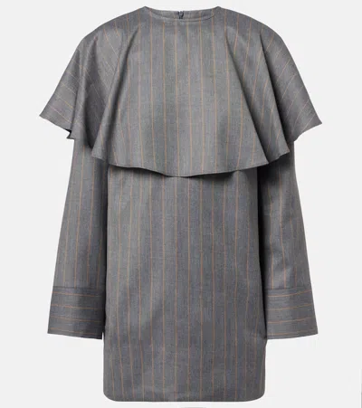 Ganni Pinstripe Minidress In Gray