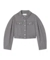 Ganni Womens Pewter Striped Cropped Woven Jacket In Gray