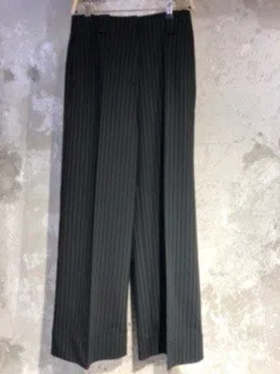 Ganni Pinstripe-pattern Wide-leg Trousers In Black