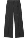 Ganni Pinstripe-pattern Wide-leg Trousers In Black