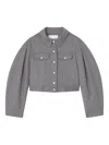 Ganni Pinstripe Cropped Jacket In Gray