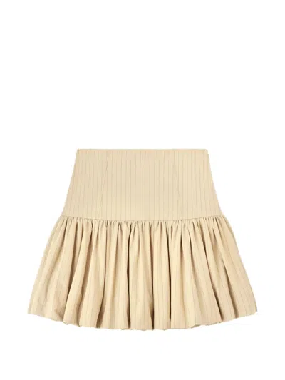 Ganni Pinstripe Ruffled Mini Skirt In Neutral