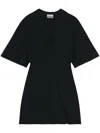 Ganni Short Sleeve Stripe Mini Dress In Black