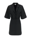 Ganni Pinstripe Shirt Mini Dress In Black