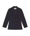 Ganni Pinstripe Single-breasted Blazer In Black