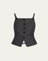 Ganni Dark Grey Stripe Suiting Vest Top In Phantom