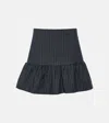 Ganni Striped Ruffled Miniskirt In Grey