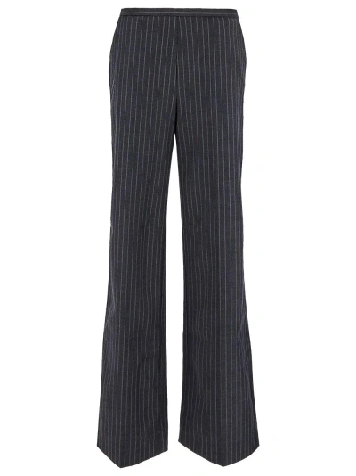 Ganni Pinstripe Trousers In Grey