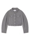 Ganni Womens Pewter Striped Cropped Woven Jacket In Gray