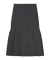 Ganni Dark Grey Stripe Suiting Midi Skirt In Black