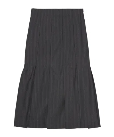 GANNI GANNI STRIPED MIDI SKIRT