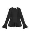 Ganni Pinstriped Peplum Blouse In Black