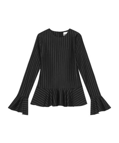 GANNI GANNI PINSTRIPE PEPLUM BLOUSE