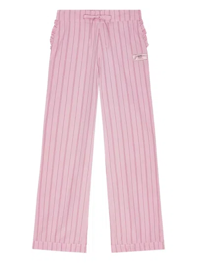 Ganni Pinstriped Trousers In Pink