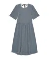 Ganni Checkered Fitted Dress With Flared Skirt In Blue