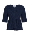 Ganni Seersucker Stretch Tech V-neck Top