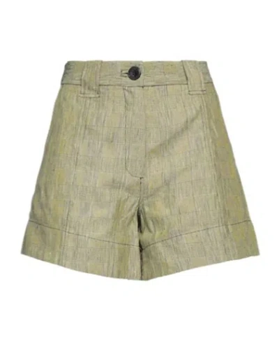 Ganni Plaid Pattern Shorts In Green