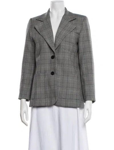 Pre-owned Ganni Plaid Print Blazer In Black