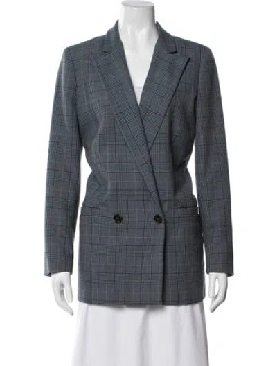 Pre-owned Ganni Plaid Print Blazer In Blue