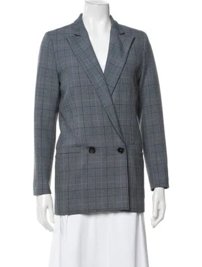 Pre-owned Ganni Plaid Print Blazer In Blue