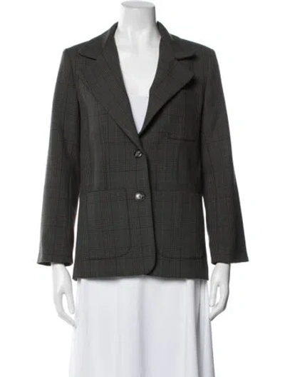 Pre-owned Ganni Plaid Print Blazer In Green