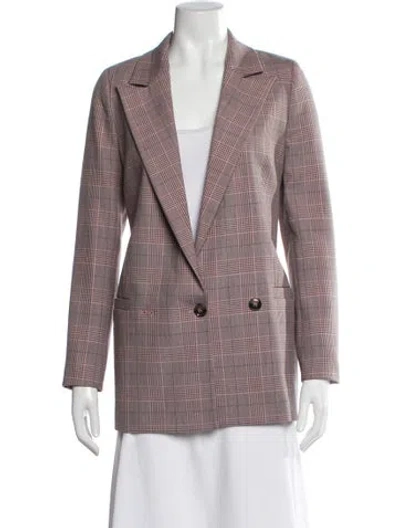 Pre-owned Ganni Plaid Print Blazer In Pink