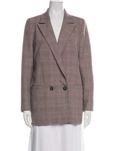 Pre-owned Ganni Plaid Print Blazer In Pink