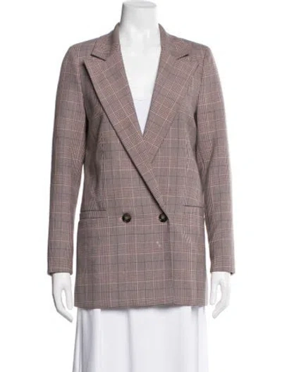 Pre-owned Ganni Plaid Print Blazer In Pink