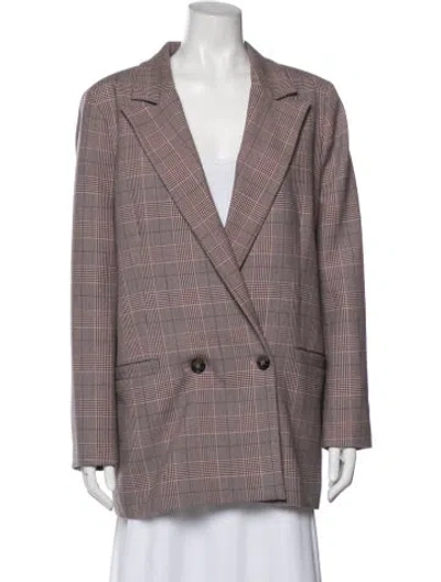 Pre-owned Ganni Plaid Print Blazer In Purple