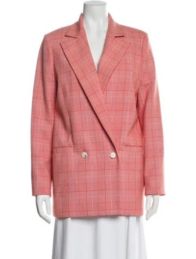 Pre-owned Ganni Plaid Print Blazer In Red
