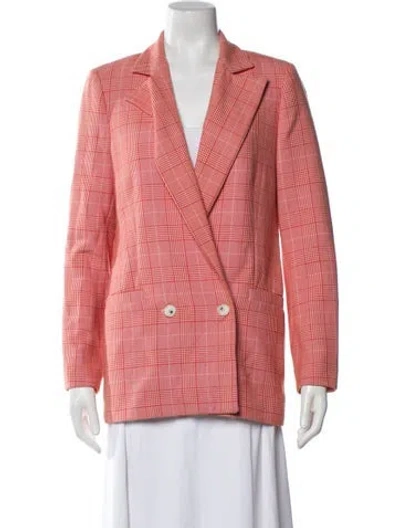 Pre-owned Ganni Plaid Print Blazer In Red