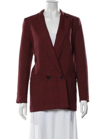 Pre-owned Ganni Plaid Print Blazer In Red