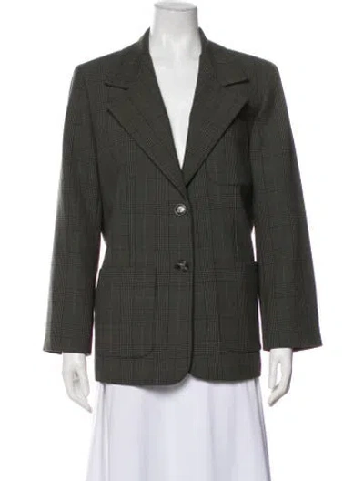 Pre-owned Ganni Plaid Print Blazer W/ Tags In Gray