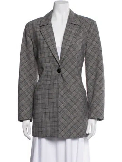 Pre-owned Ganni Plaid Print Coat In Gray