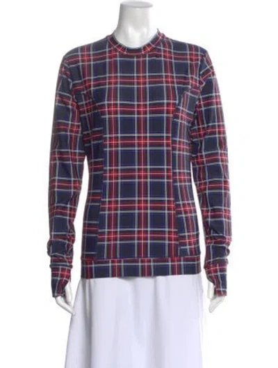 Pre-owned Ganni Plaid Print Crew Neck Sweatshirt In Black