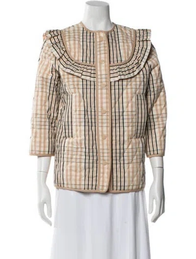 Pre-owned Ganni Plaid Print Evening Jacket In Pink