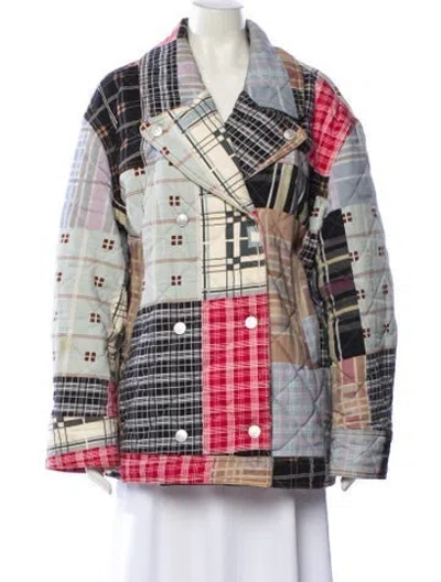 Pre-owned Ganni Plaid Print Jacket In Black