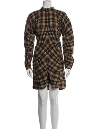 Pre-owned Ganni Plaid Print Knee-length Dress In Multi