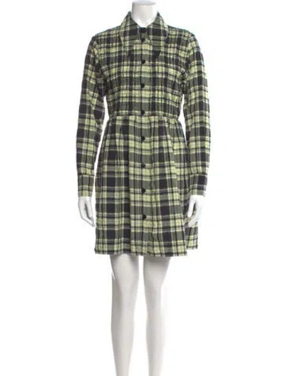 Pre-owned Ganni Plaid Print Knee-length Dress In Multi