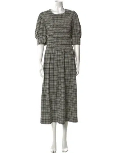 Pre-owned Ganni Plaid Print Long Dress
