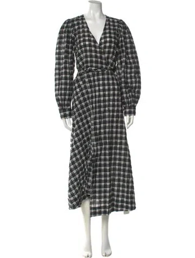 Pre-owned Ganni Plaid Print Long Dress